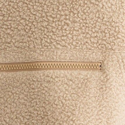 Casual Boxy Fleece Pocket Detail Pullover Cropped Sweater