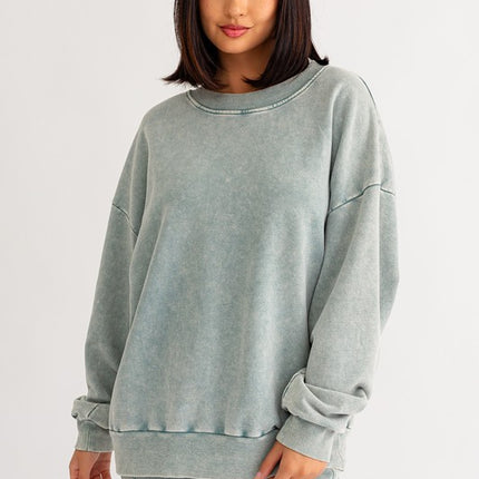 Casual Comfy Washed Oversized Pullover Sweatshirt