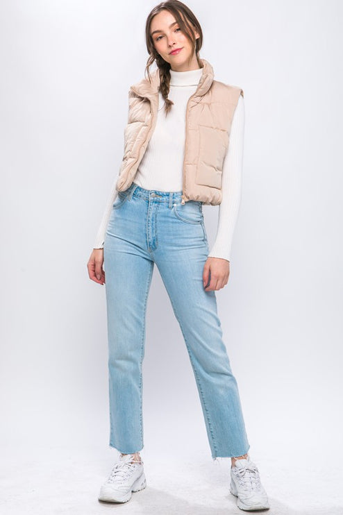 Cute Warm Cropped Zip Up Fashion Puffer Vest - Accessoriesforever