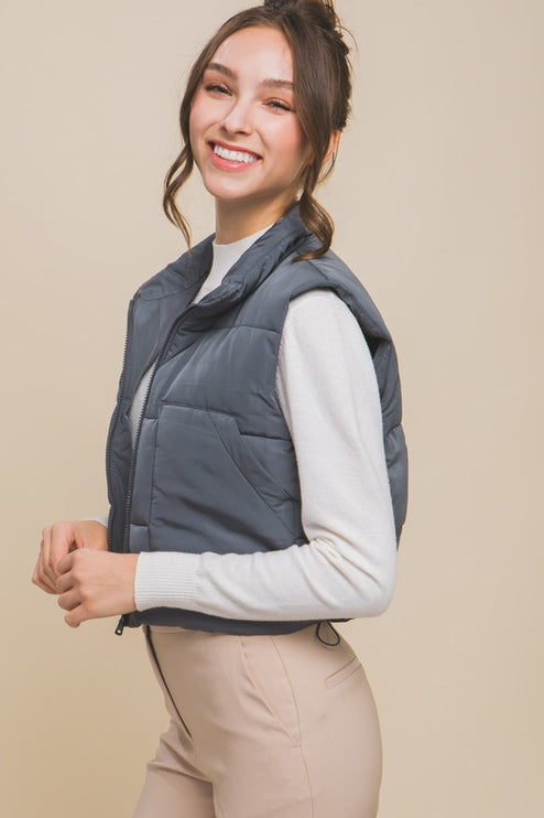 Cute Warm Cropped Zip Up Fashion Puffer Vest - Accessoriesforever