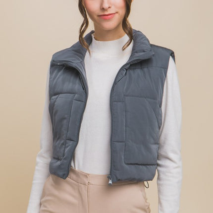 Cute Warm Cropped Zip Up Fashion Puffer Vest