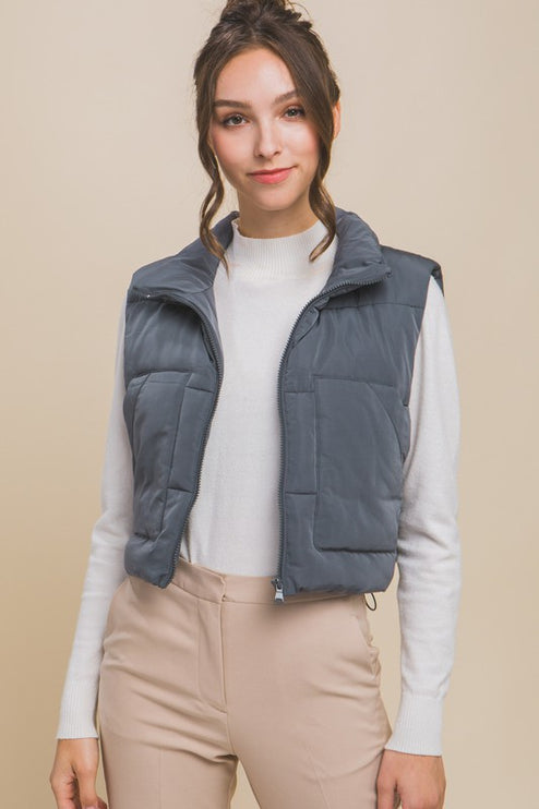 Cute Warm Cropped Zip Up Fashion Puffer Vest - Accessoriesforever
