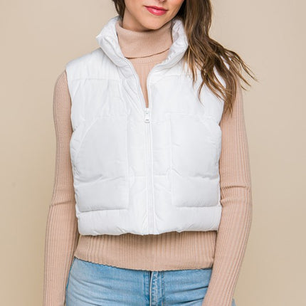 Cute Warm Cropped Zip Up Fashion Puffer Vest