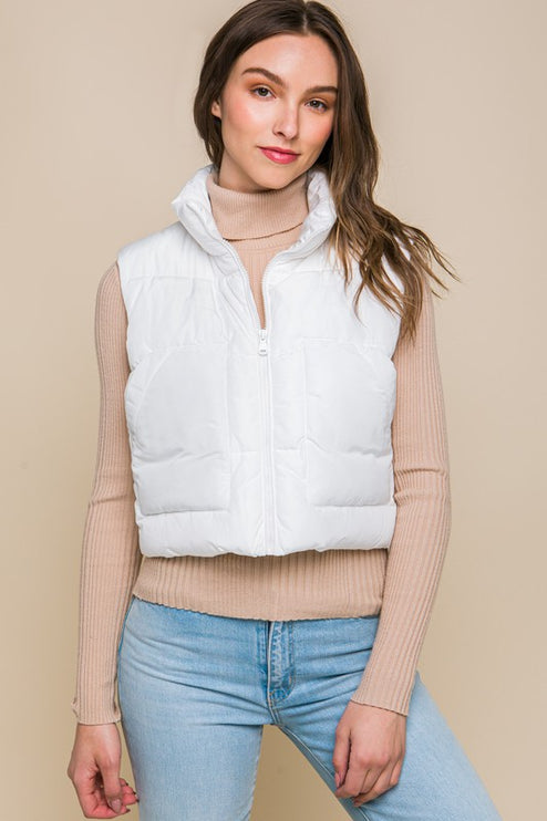 Cute Warm Cropped Zip Up Fashion Puffer Vest