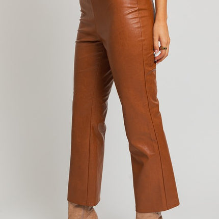 Classic Faux Leather Straight Leg Fashion Pants