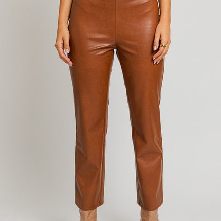 Classic Faux Leather Straight Leg Fashion Pants