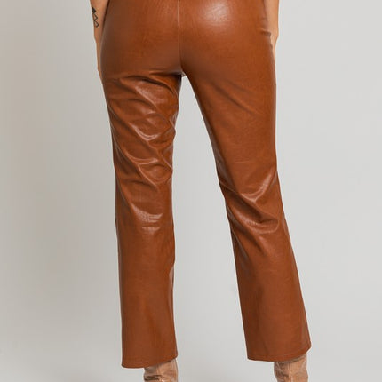 Classic Faux Leather Straight Leg Fashion Pants
