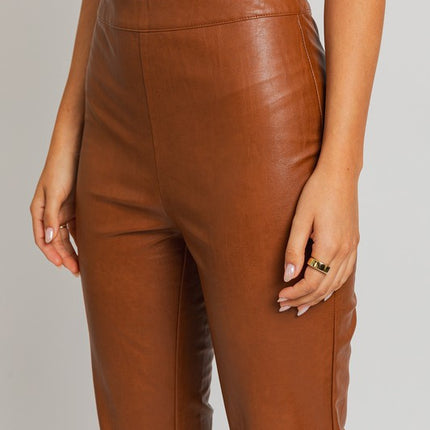 Classic Faux Leather Straight Leg Fashion Pants
