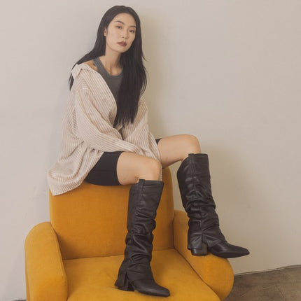 Stylish Edgy Fold Over Slit Jean Fashion Shoes Boots - Accessoriesforever