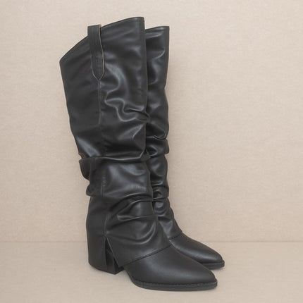 Stylish Edgy Fold Over Slit Jean Fashion Shoes Boots - Accessoriesforever