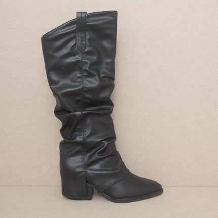 Stylish Edgy Fold Over Slit Jean Fashion Shoes Boots - Accessoriesforever