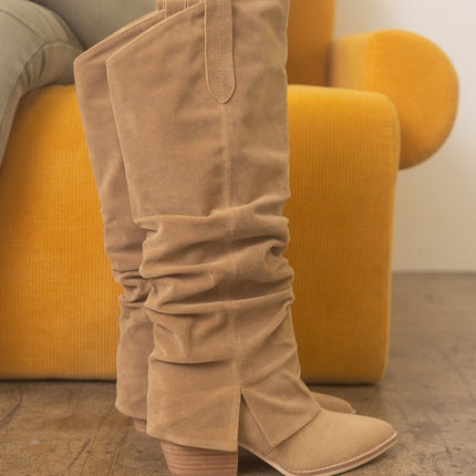 Stylish Edgy Fold Over Slit Jean Fashion Shoes Boots - Accessoriesforever