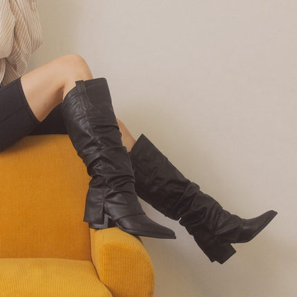 Stylish Edgy Fold Over Slit Jean Fashion Shoes Boots - Accessoriesforever