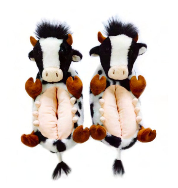Howdy Cow Hugs Cozy Animal House Home Women Non-Skid Slippers