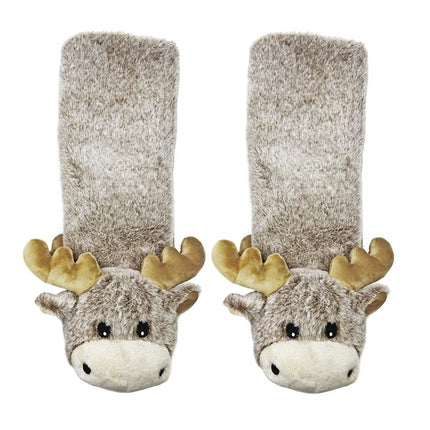 Moose Up Cozy Warm Women's Plush Animal Slipper Socks
