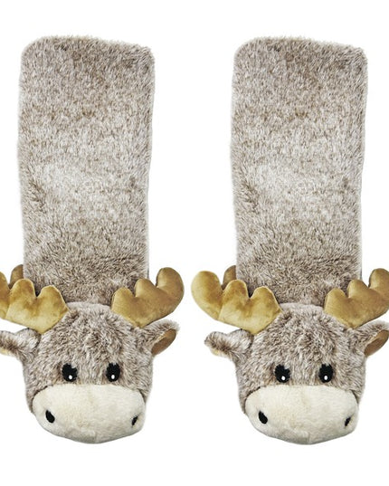 Moose Up Cozy Warm Women's Plush Animal Slipper Socks