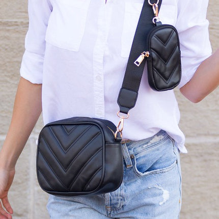Classic Stylish Leather Quilted Crossbody Bag With Mini Case Coin Purse - Accessoriesforever