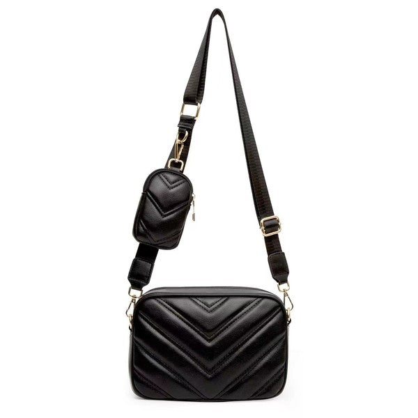 Classic Stylish Leather Quilted Crossbody Bag With Mini Case Coin Purse - Accessoriesforever