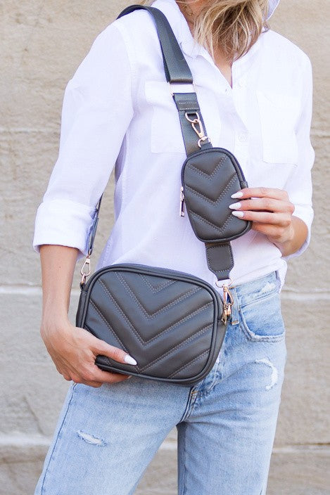 Classic Stylish Leather Quilted Crossbody Bag With Mini Case Coin Purse - Accessoriesforever