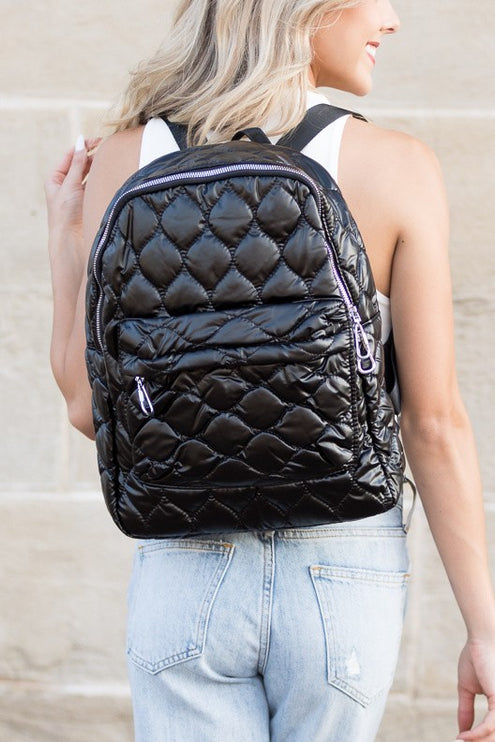 Chic Stylish Fashion Metallic Puffer Backpack