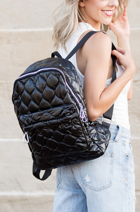 Chic Stylish Fashion Metallic Puffer Backpack
