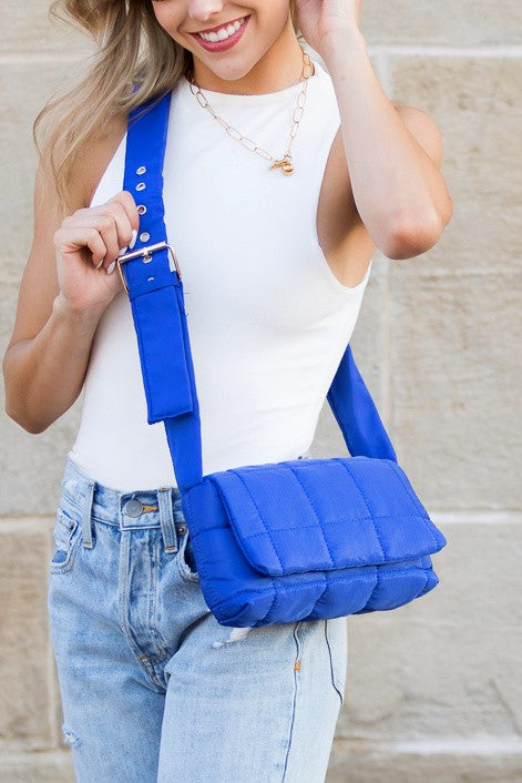 Simple Classic Quilted Puffer Design Foldover Crossbody Bag - Accessoriesforever