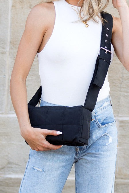 Simple Classic Quilted Puffer Design Foldover Crossbody Bag - Accessoriesforever