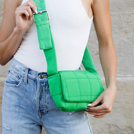 Simple Classic Quilted Puffer Design Foldover Crossbody Bag - Accessoriesforever