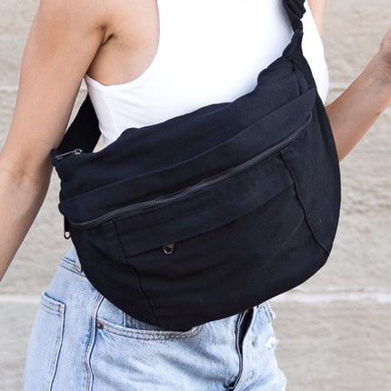 Chic Stylish Solid Oversize Canvas Crescent Fashion Sling Bag - Accessoriesforever