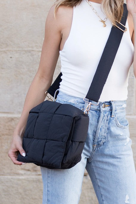 Quilted Puffer Removable Pouch Folder-Over Crossbody Bay - Accessoriesforever