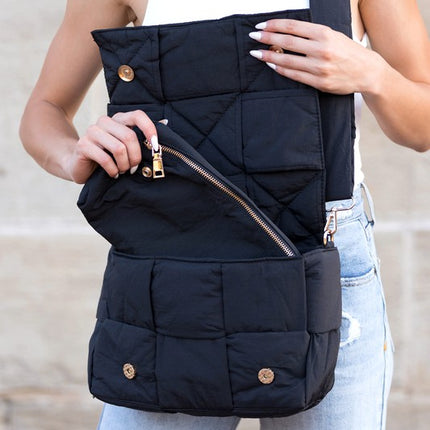 Quilted Puffer Removable Pouch Folder-Over Crossbody Bay - Accessoriesforever