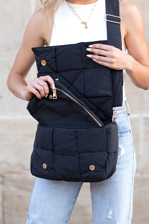 Quilted Puffer Removable Pouch Folder-Over Crossbody Bay - Accessoriesforever
