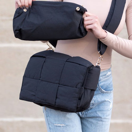 Quilted Puffer Removable Pouch Folder-Over Crossbody Bay - Accessoriesforever