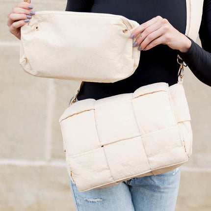 Quilted Puffer Removable Pouch Folder-Over Crossbody Bay - Accessoriesforever