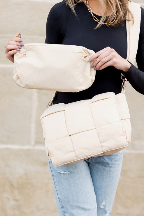 Quilted Puffer Removable Pouch Folder-Over Crossbody Bay - Accessoriesforever