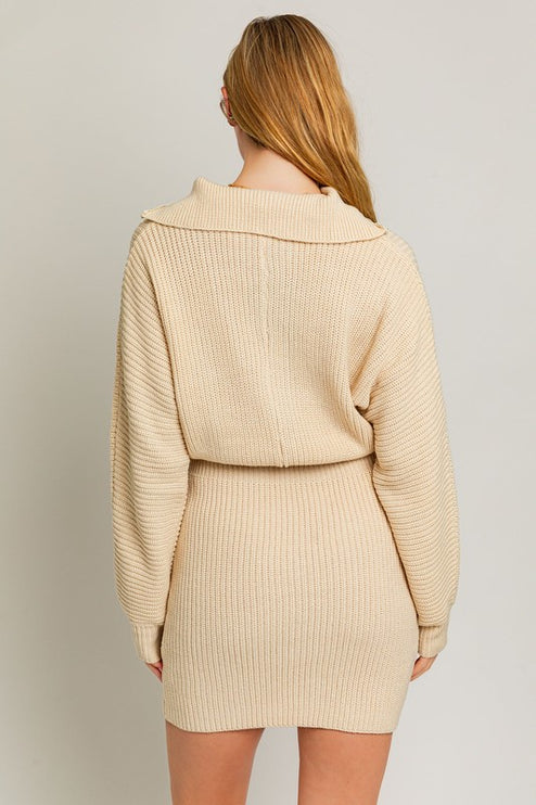 Chic Cozy Modern Long Sleeve Zipper Sweater Dress