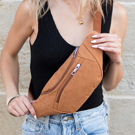 Trendy Retro Corduroy Belt Sling Bag