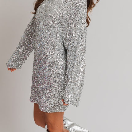 Beautiful Glamorous Long Sleeve Sequin Mini Dress