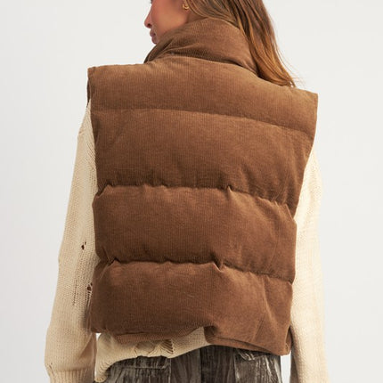 Warm Cozy Stylish Fashion Corduroy Puffer Vest - Accessoriesforever