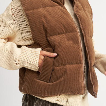 Warm Cozy Stylish Fashion Corduroy Puffer Vest - Accessoriesforever