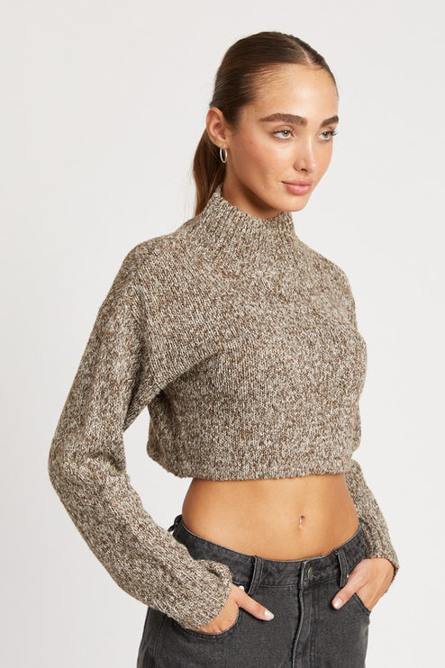 Trendy Fashion Turtle Neck Crop Sweater Top - Accessoriesforever