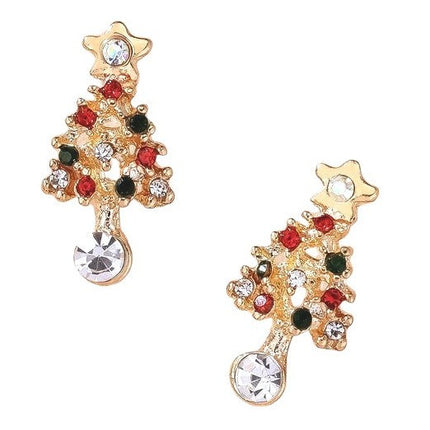 Sparkling Crystal Rhinestones Christmas Tree Holiday Fashion Stud Earrings