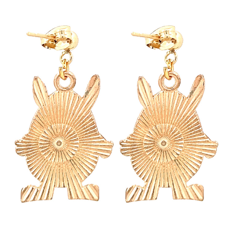 Easter Egg Bunny Enameled Charm 24K Gold Plated Hypoallergenic Stud Post Dangle Earrings Purple Orange - Accessoriesforever