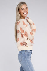 Cute Adorable Fashion Stylish Cozy Heart Pattern Knitted Top Sweater