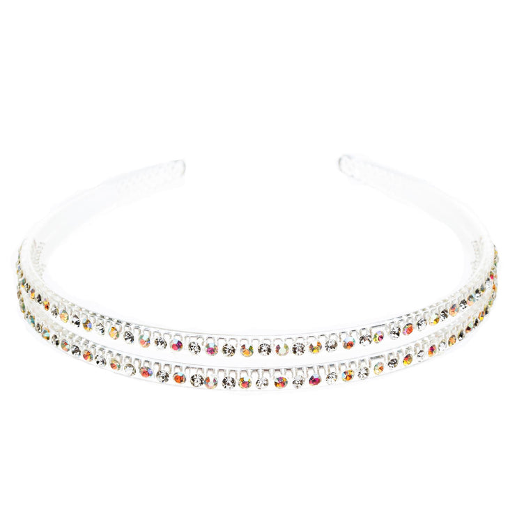 Fashion Sparkle Crystal Rhinestone Double Row Design Teeth Headband - Accessoriesforever