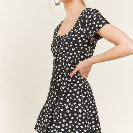 Playful Chic Floral Button Down Romper