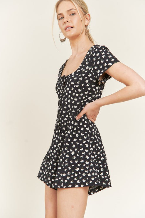 Playful Chic Floral Button Down Romper - Accessoriesforever