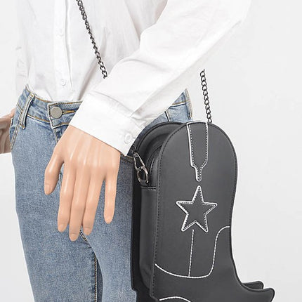 Cowboy Boots Shape Western Style Fashion Statement Iconic Swing Crossbody Bag