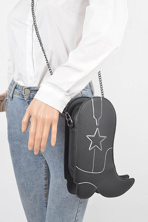 Cowboy Boots Shape Western Style Fashion Statement Iconic Swing Crossbody Bag