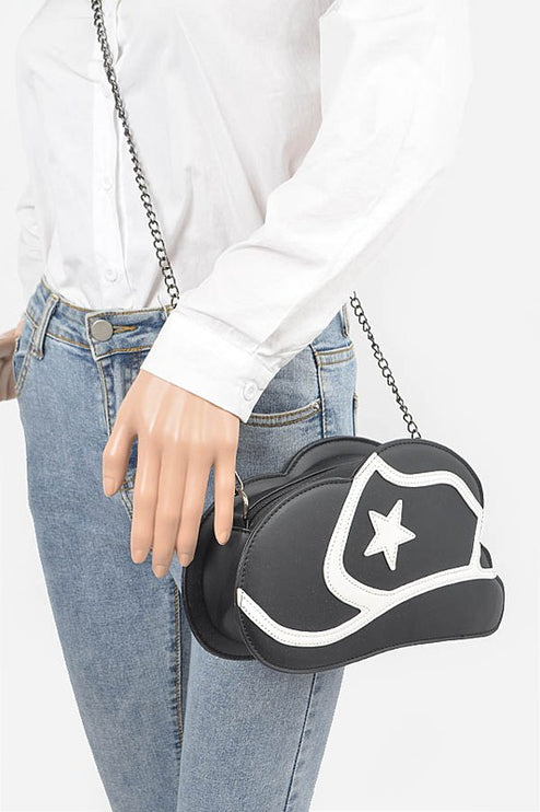 Cowboy Hat Shape Western Style Fashion Statement Iconic Swing Crossbody Bag